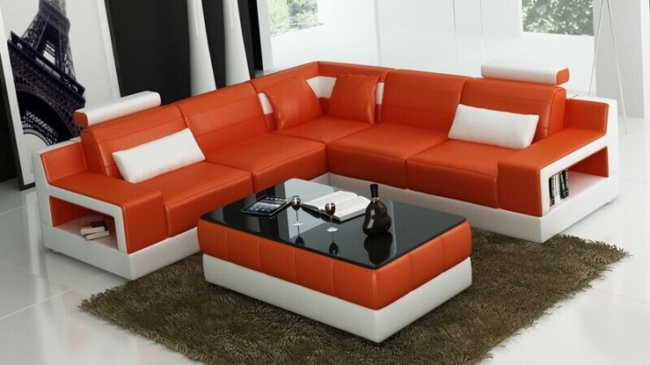 Designer Suite Sofa Couch Corner sofa with Stool Living landscape Upholstery