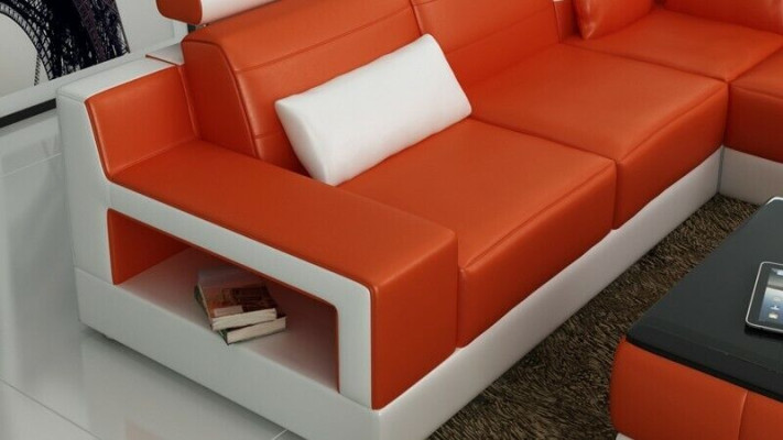 Designer Suite Sofa Couch Corner sofa with Stool Living landscape Upholstery