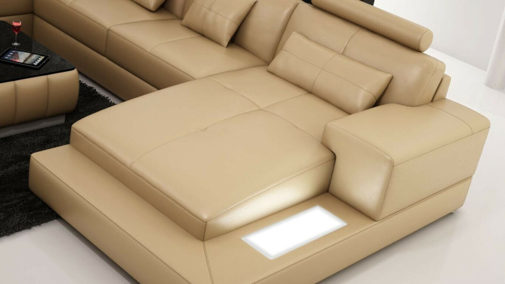 Corner sofa Leather sofa Upholstery Living landscape Couch Sofa Corner suite U-shape