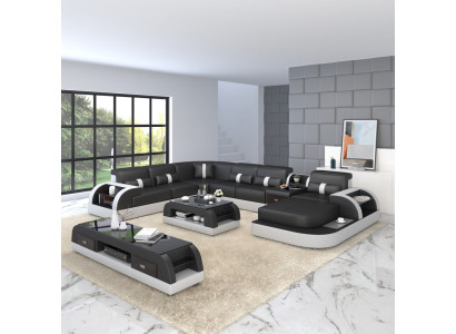 U-shape Sofa Couch Upholstery Suite Corner sofa Living landscape Design Leather