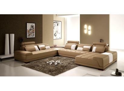Corner sofa Leather sofa Upholstery Living landscape Couch Sofa Corner suite U-shape