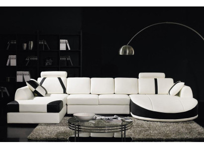 Corner sofa Leather sofa Upholstery Living landscape Sofa Couch Corner suite U-shape