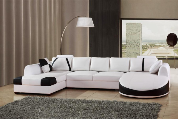 Corner sofa Leather sofa Upholstery Living landscape Sofa Couch Corner suite U-shape