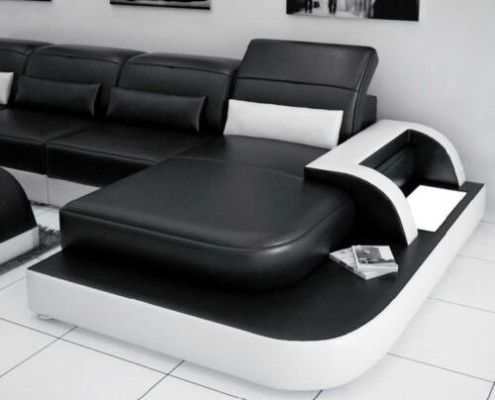 Leather sofa + Coffee table Couch Living landscape Corner sofa Eck Suite new