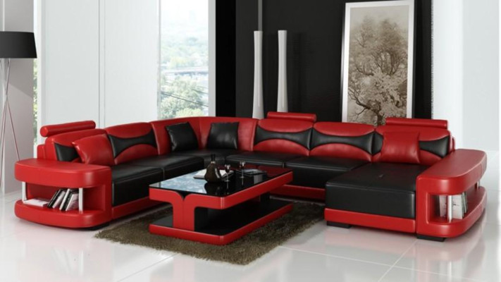 xxl big Living landscape U-shape Corner sofa Sofa Couch Upholstery Suite Leather