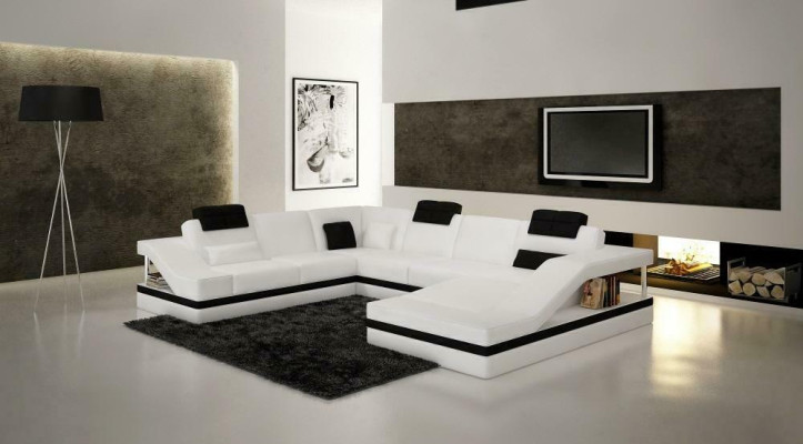 Corner sofa Leather sofa Upholstery Sofa Living landscape Couch Corner suite U-shape