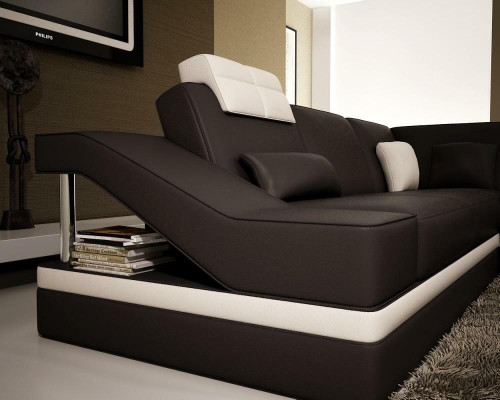 Corner sofa Leather sofa Upholstery Sofa Living landscape Couch Corner suite U-shape