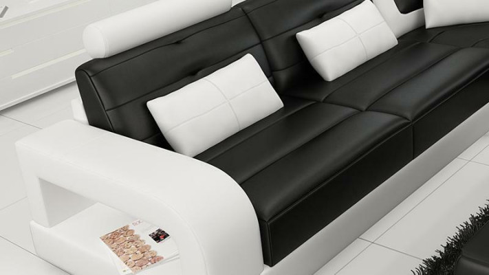 Leather sofa Corner sofa + Coffee table Suite Upholstery L-shape Sofa Design