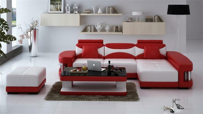 Leather sofa Corner sofa Stool Suite Upholstery L-shape Couch Sofa Design