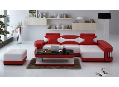 Leather sofa Corner sofa Stool Suite Upholstery L-shape Couch Sofa Design