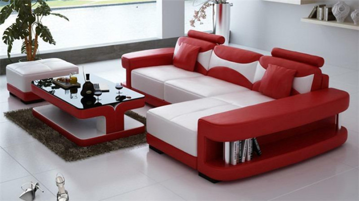 Leather sofa Corner sofa Stool Suite Upholstery L-shape Couch Sofa Design