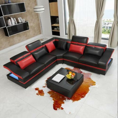Corner sofa L-shape Coffee table Corner Leather Suite Table Living landscape 2-piece