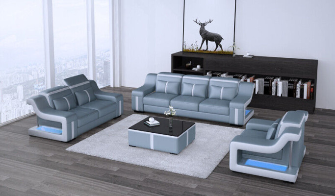 Sofa set Couch Upholstery Sofa 322 Complete Set Sets Design Leather 3-piece.