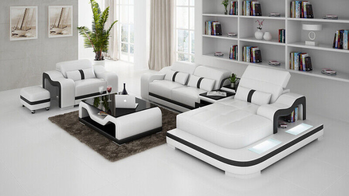 Living landscape Corner sofa L-shape Armchair Set Suite Deco Modern Sofa Leather