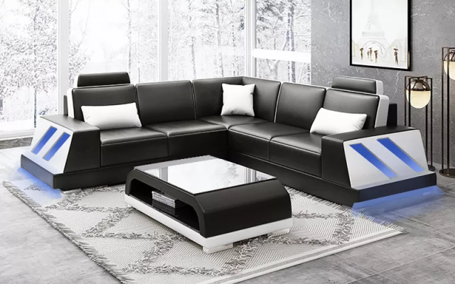 Leather sofa Corner sofa Upholstered sofa Couch Corner suite Living landscape Upholstery
