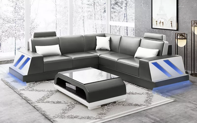 Leather sofa Corner sofa Upholstered sofa Couch Corner suite Living landscape Upholstery