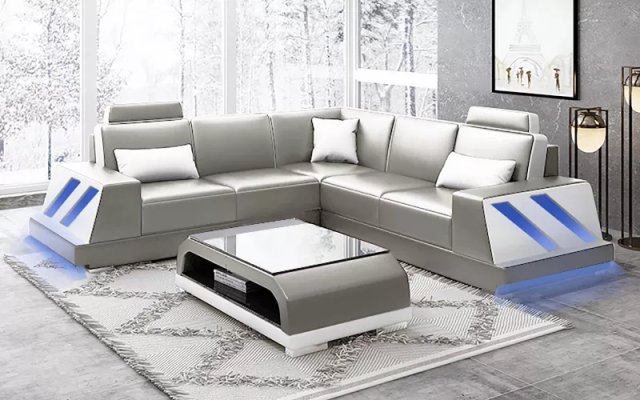 Leather sofa Corner sofa Upholstered sofa Couch Corner suite Living landscape Upholstery
