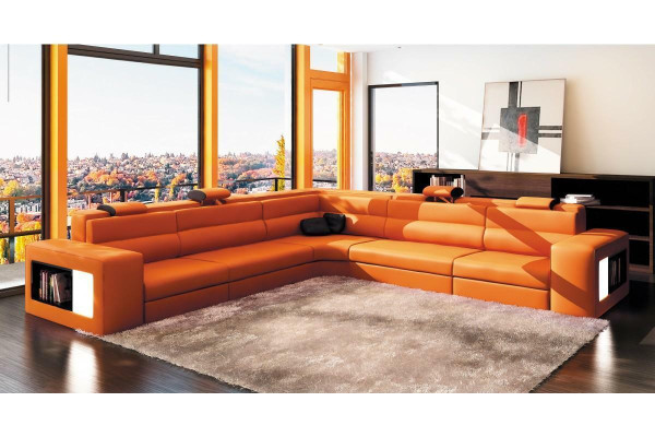 L-shape Modern Corner sofa Couch Upholstery Leather Design Sofa Suite