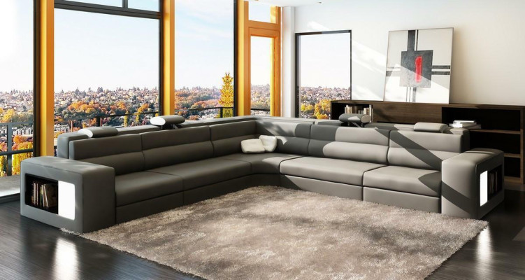 L-shape Modern Corner sofa Couch Upholstery Leather Design Sofa Suite