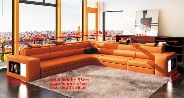 L-shape Modern Corner sofa Couch Upholstery Leather Design Sofa Suite