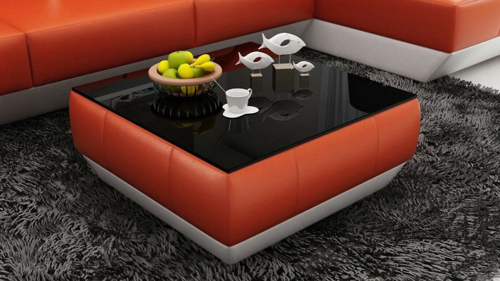 Modern Sofa Corner suite L-shape Upholstery Seat Corner Couch + Stool