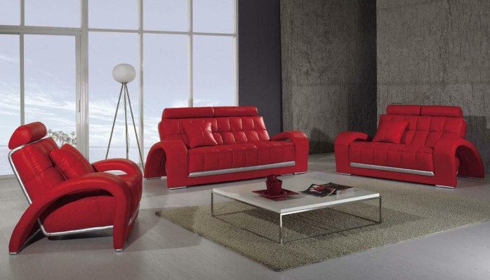 Leather sofa Couch Living landscape 3+1+1 Seater Suite Sofa Sofa set