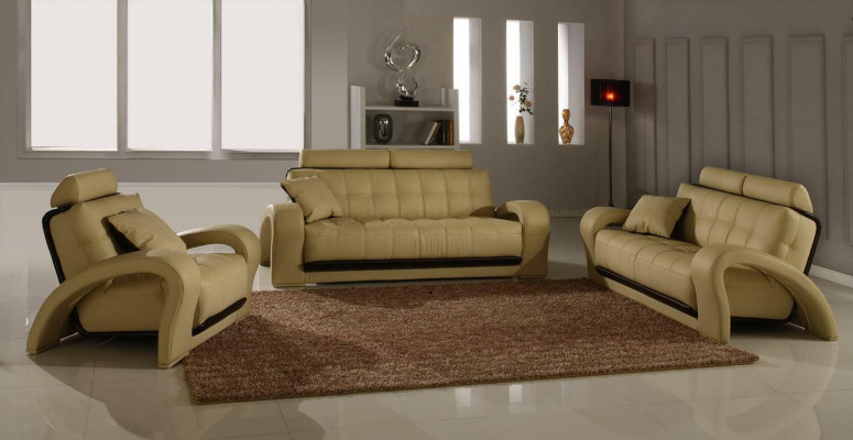 Leather sofa Couch Living landscape 3+1+1 Seater Suite Sofa Sofa set