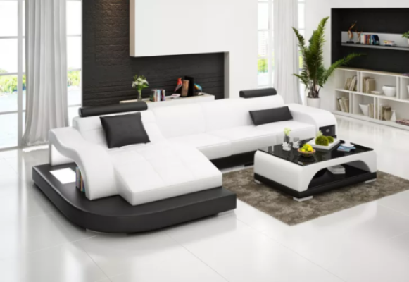 Corner sofa Living landscape Leather sofa Designer sofa Sofa Couch Upholstery Corner sofa Orange