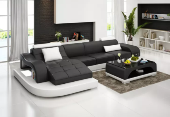 Corner sofa Living landscape Leather sofa Designer sofa Sofa Couch Upholstery Corner sofa Orange