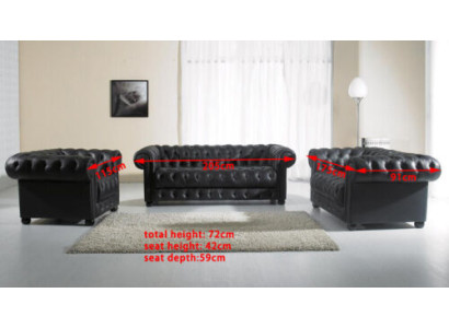 Chesterfield Couches Sofas Upholstery Leather 321 Seater Sofa set Sets