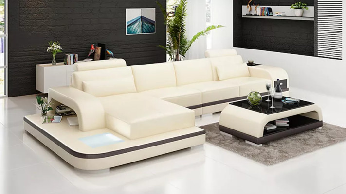Design Living landscape Corner sofa Upholstery Corner suite Leather sofa Luxury seating set