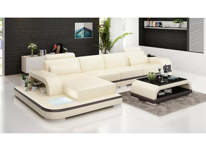 Design Living landscape Corner sofa Upholstery Corner suite Leather sofa Luxury seating set