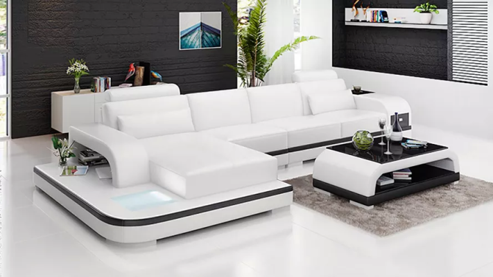 Design Living landscape Corner sofa Upholstery Corner suite Leather sofa Luxury seating set