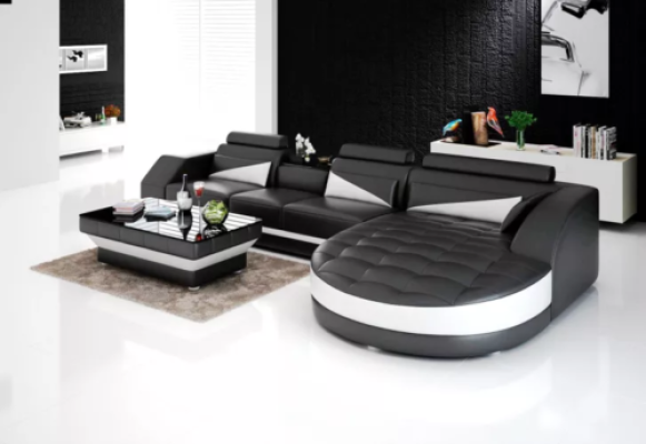 Designer Corner sofa Living landscape Leather sofa Sofa Couch Upholstery L-shape Orange