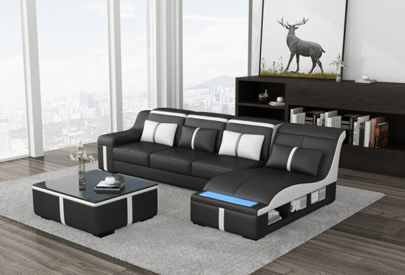 L-shape Leather Living landscape Couch Upholstery Seat Corner sofa Sofa Large