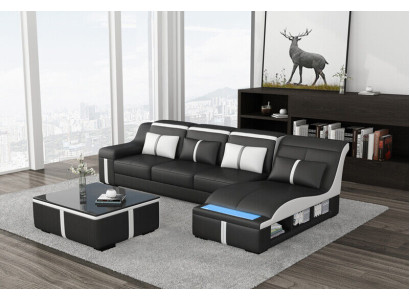 L-shape Leather Living landscape Couch Upholstery Seat Corner sofa Sofa Large