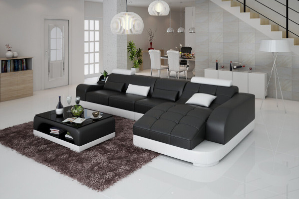 Corner sofa L-shape Fabric Couch Living landscape Suite Design Modern Sofa