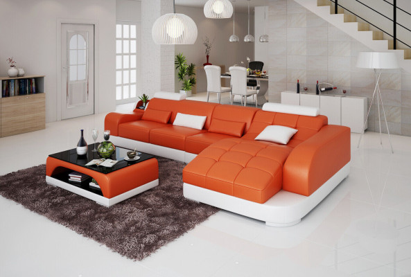 Corner sofa L-shape Fabric Couch Living landscape Suite Design Modern Sofa