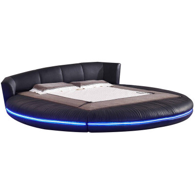 Round Design Beds Leather Round Bed Double Luxury Hotel Frame Sleep Instantly