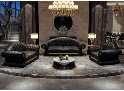 Classic Chesterfield Sofa Couch Upholstery Suite Three Seater Leather 3 Seater