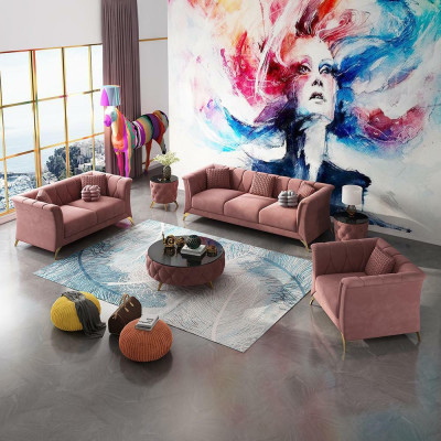 Designer Chesterfield Sofa set Sofa Couch Upholstery Set Velvet 321 Seat Couches