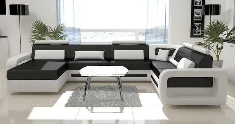 U-shape Sofa Couch Upholstery Corner sofa Suite Living landscape Leather Design