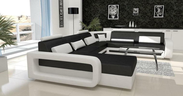 U-shape Sofa Couch Upholstery Corner sofa Suite Living landscape Leather Design