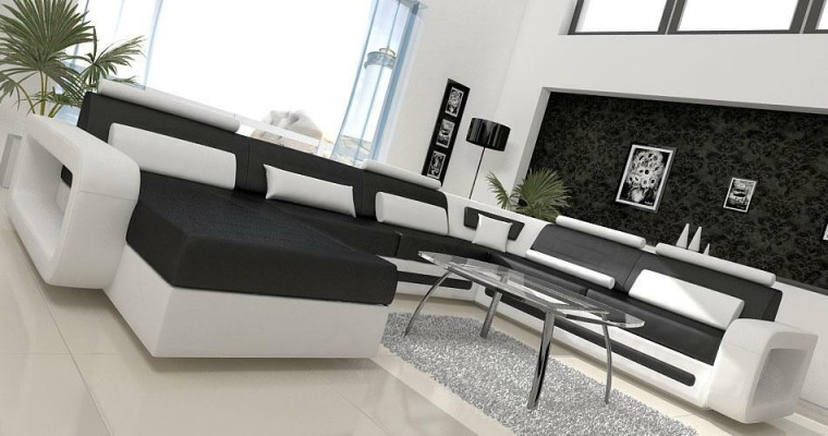 U-shape Sofa Couch Upholstery Corner sofa Suite Living landscape Leather Design