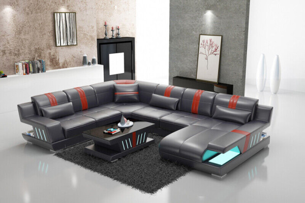 Sofa U-shape Leather Sofa Couch Living landscape Suite Design Modern