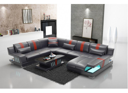 Sofa U-shape Leather Sofa Couch Living landscape Suite Design Modern