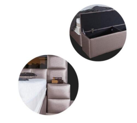 Elegant contemporary double bed with spacious upholstered headboard