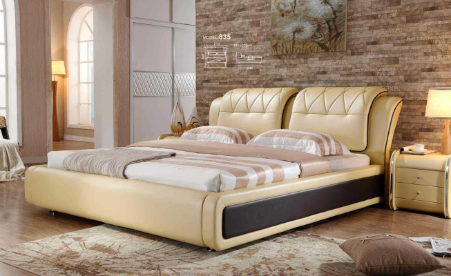 Luxury Bedroom Bed Upholstery Design Double Hotel Beds Leather Bed