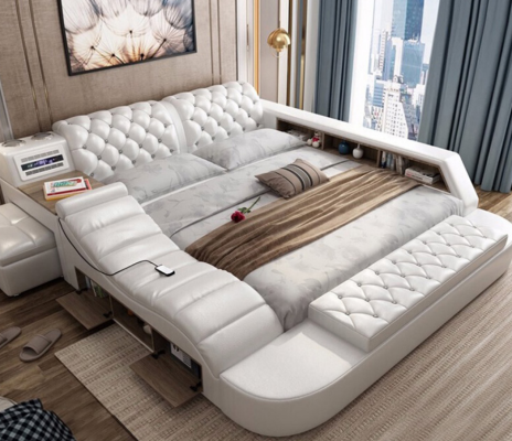 Luxury Double Multifunction Bed Upholstery Water Beds 180x200 Usb Radio Music