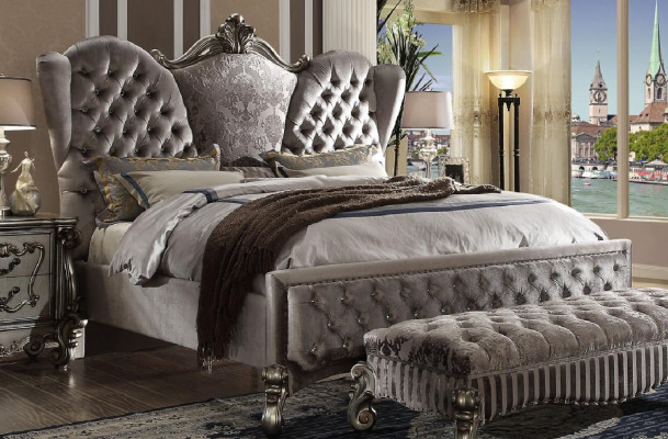 Design luxury bedroom 3 pieces. Bed 2x Bedside table Classic r Beds Set
